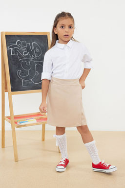 Lacivert Pamuklu Regular/Normal Kal?p Orme Gabardin K?z Cocuk Okul Sort Etek TKDAW25ET00001 - Trendyolmilla фото 10
