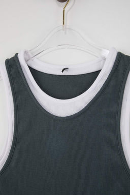 Wardrobe Essentials-Antrasit Cift Katl? Fitted/Vucuda Oturan Kolsuz Esnek Orme Atlet TWOSS26AL00009 - Trendyolmilla фото 6