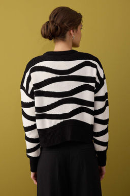 Siyah Oversize/Genis Kal?p Renk Bloklu Triko H?rka TWOAW26HI00164 - Trendyolmilla фото 4