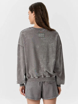 Свитшот женский серый с обработкой эйсид и надписью no matter what - Mark formelle фото 3