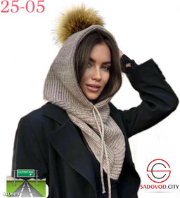 Женская шапка с натуральным помпоном - Bruno фото 5