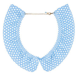 Ожерелье-воротник ажурной вязки голубого цвета