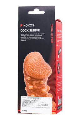 Насадка реалистичная KOKOS COCK SLEEVE 010-S с дополнительной стимуляцией, TPE, телесная, 13.8 см