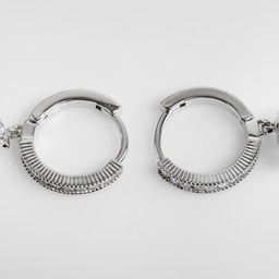 Серьги со стразами Блум полукруглое крепление, цвет белый в серебре - Queen fair фото 3