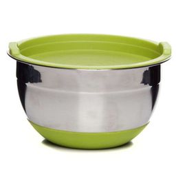 Миска стальная с крышкой MIX 16х9.5см 1.4л зеленая - Attribute фото 4