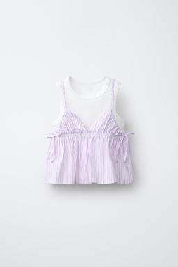 TOP RAYAS CON CAMISETA RIB / Rosa - Zara фото 3