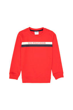 Erkek _ocuk K_rm_z_ Basic Bisiklet Yaka Sweatshirt Sepette S_rpriz _ndirim