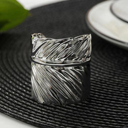 Кольцо для салфетки Лист, 6,54,55 см, цвет серебряный