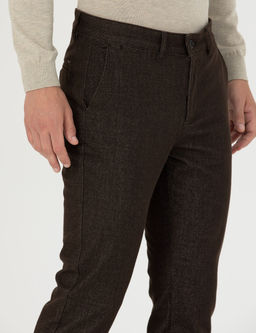 Kahverengi Slim Fit Kanvas Pantolon