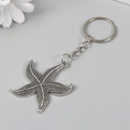 Цена за 12 шт. Брелок для ключей на кольце «Морская звезда», металл, 4.8×4.3 см