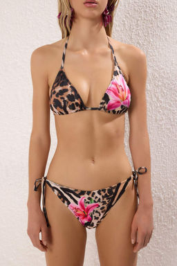 Trendyolmilla Leopar Ve Cicek Desenli Ucgen Normal Bel Bikini Tak?m? TBESS25BT00198  фото 3