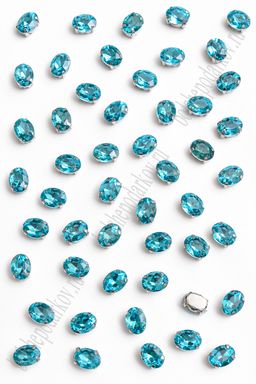 Стразы пришивные 8*6 мм "Овал" (50 шт) SF-7053, голубой №12