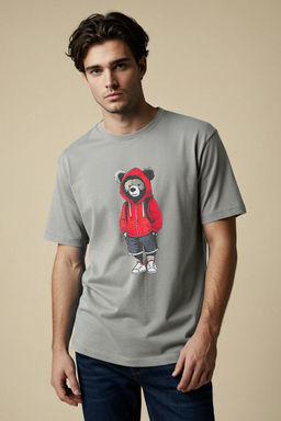 TRENDYOL MAN Ekru Unisex Oversize/Genis Kesim Ay?c?k Bask?l? %100 Pamuklu T-Shirt TMNSS25TS00158 - Trendyolmilla фото 5