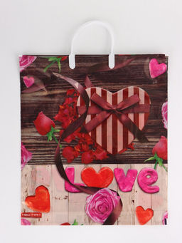 Цена за 5 шт. Пакет "С любовью, полиэтиленовый с вырубной ручкой, пласт. 38х44 см, 90 мкм