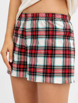 Комплект женский (джемпер, шорты) молочный в клетку с принтом в виде надписи и печенья - Mark formelle фото 5