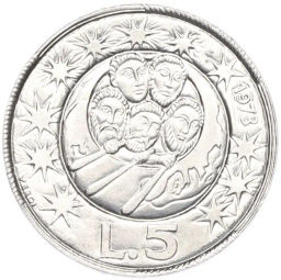 Монета 5 лир 1973 года Сан-Марино