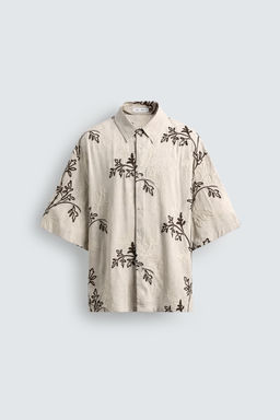 CAMISA RELAXED FIT  BORDADO FLORAL / Crudo - Zara фото 7