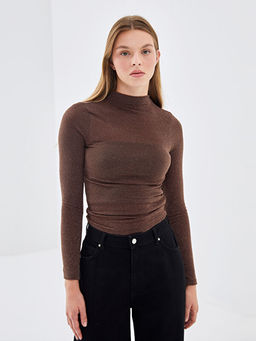 Dik Yaka Parlak G?r?n?ml? Kad?n Body