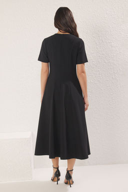 TRENDYOLMILLA Siyah Etegi Belden Ac?lan Midi Dokuma Elbise TWOSS25EL00790  фото 4