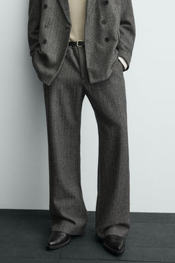 HERRINGBONE TEXTURED SUIT TROUSERS WITH WOOL - Zara фото 5