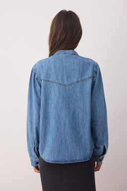 Koyu Mavi Dikis Detayl? Denim Gomlek TWOAW26GO00016 - Trendyolmilla фото 4