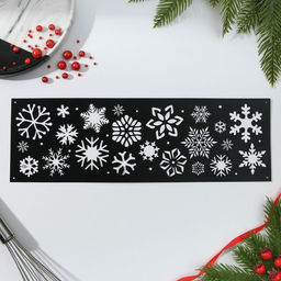 Цена за 5 шт. Трафарет для торта новогодний «Снежинки», 32×10 см, пластик