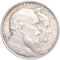 Монета 2 марки 1906 года Германия (Баден) 50 лет свадьбе Фридриха I и Луизы Прусской