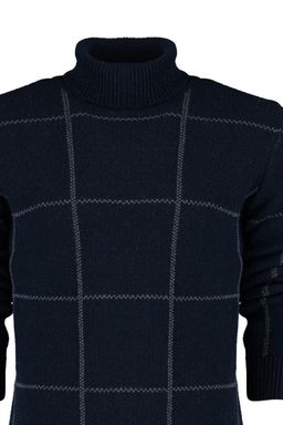 Lacivert Slim Fit Yunlu Bal?kc? Yaka Ekose Desenli Triko Kazak TMNAW21KZ0398 - Trendyolmilla фото 8