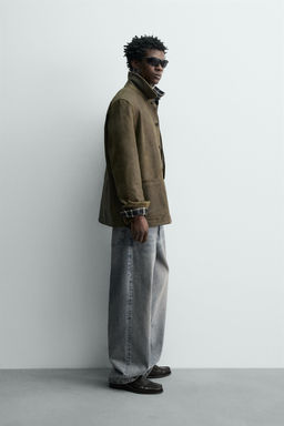 VINTAGE-EFFECT SUEDE LEATHER JACKET - Zara фото 13