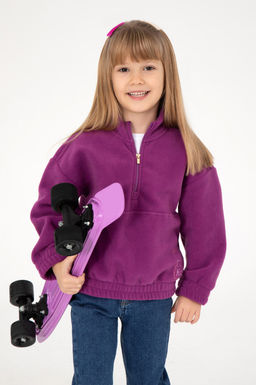 Фиолетовый флисовый свитшот для девочек с половиной молнии Неожиданная скидка в корзине