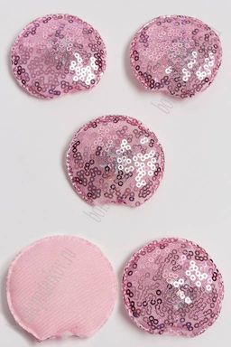 Патч с пайетками "Ушки круглые" 5,5*5 см (5 шт) SF-3165, розовый УЦЕНКА