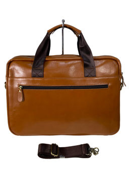 Мужская сумка-портфель из натуральной кожи, цвет рыжий - Greta фото 2