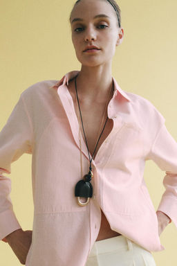 CAMISA RAYAS CUELLO DESMONTABLE ZW COLLECTION / Rosa / Blanco - Zara фото 3
