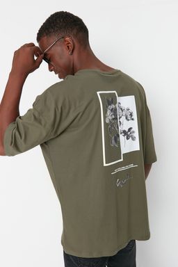 TRENDYOL MAN Tas Oversize/Genis Kesim Bisiklet Yaka Cicek Bask?l? K?sa Kol %100 Pamuklu T-Shirt TMNSS21TS1223 - Trendyolmilla фото 3
