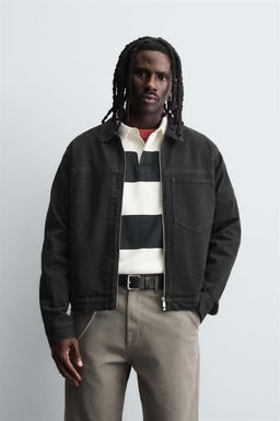 DENIM ZIP-UP OVERSHIRT - Zara фото 2