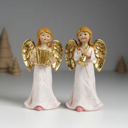 Фигурка полистоун Ангел музыкант в розовом платье, 6.5?4.5?13 см, МИКС