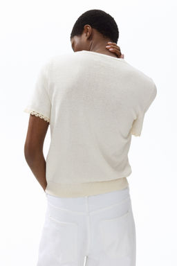 Top de punto fino con ribetes de encaje - H&m фото 6