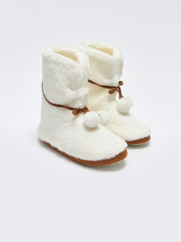 Ponpon Detayl? Pel?? Kad?n Ev Botu