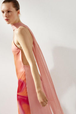 LONG PRINTED DRESS WITH SCARF - Zara фото 4