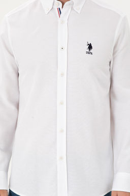 Мужская белая рубашка с длинным рукавом - U.s. polo assn фото 6