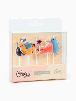 Набор свечей для торта «Милые котята», 3×3.5 + 4 см, 5 шт.