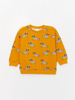 Bisiklet Yaka Bask?l? Erkek Bebek Sweatshirt