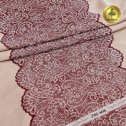 Кружево-стрейч KRUZHEVO арт.TBY.40992 шир.240мм цв.бордо+св.розовый уп.3м