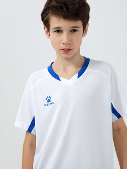 Детская футбольная форма KELME Short-Sleeved Football Suit (White/Blue)