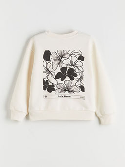 Bisiklet Yaka ?i?ekli K?z ?ocuk Sweatshirt