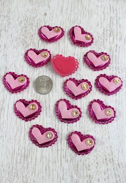 Патч 3D, с декором Сердце 3,7*2,5 см (20 шт) SF-1544, фукси
