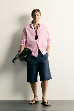CAMISA RELAXED FIT CUADROS TEXTURA / Rosa