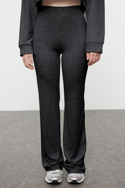 Antrasit Wide Leg/Ispanyol Paca Yuksek Bel Interlok Esnek Orme Pantolon TWOAW25PL00006