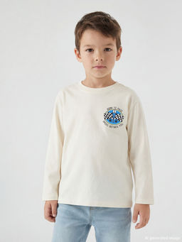 Bask?l? Uzun Kollu Erkek ?ocuk Ti??rt