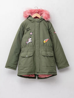 Kap??onlu Nak?? Detayl? K?z ?ocuk Parka